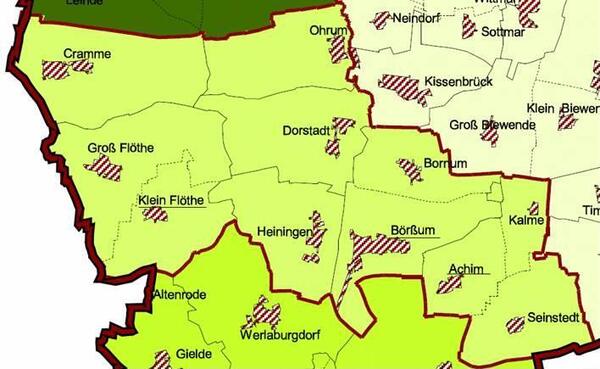 Bild vergrößern: Karte Mitgliedsgemeinden der Samtgemeinde Oderwald