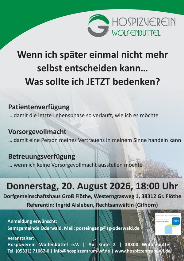 Bild vergr&ouml;&szlig;ern: Veranstaltung zur Patientenverf&uuml;gung am 20.08.2026