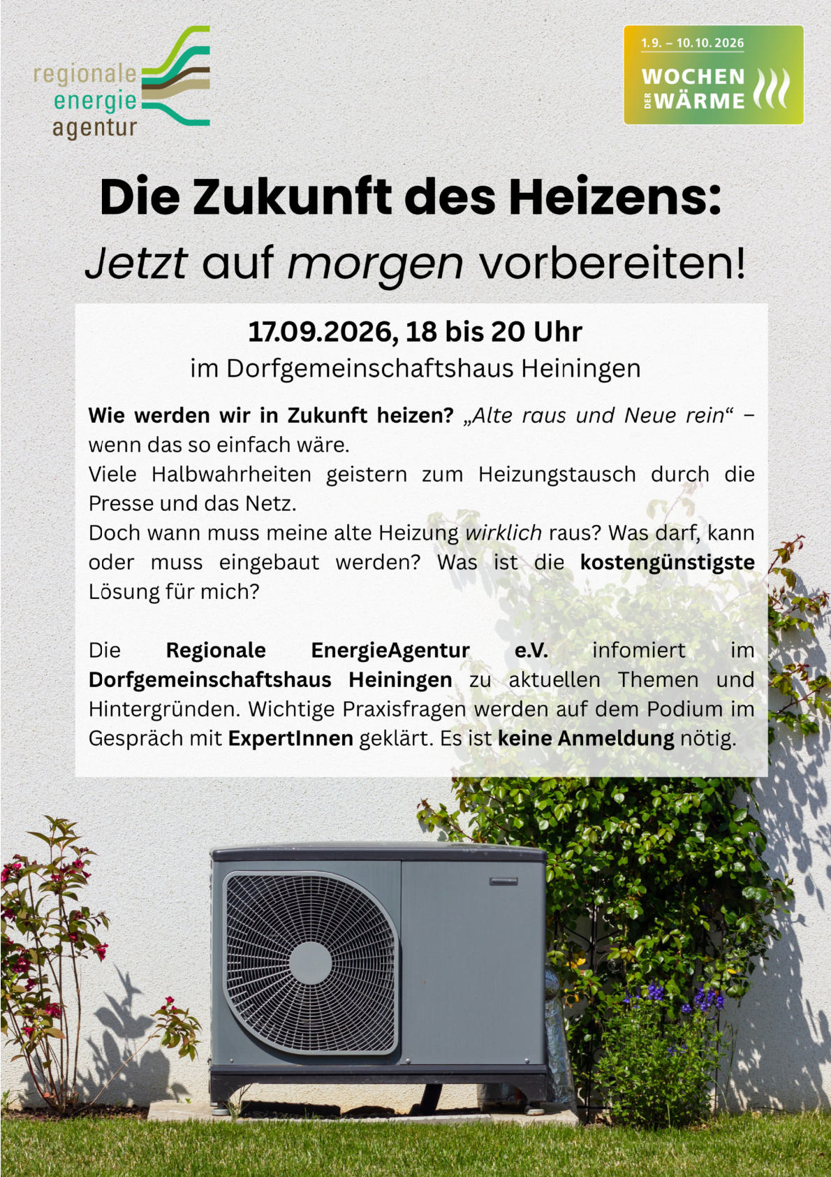 17.09.2026 Veranstaltung zum Thema die Zukunft des Heizens